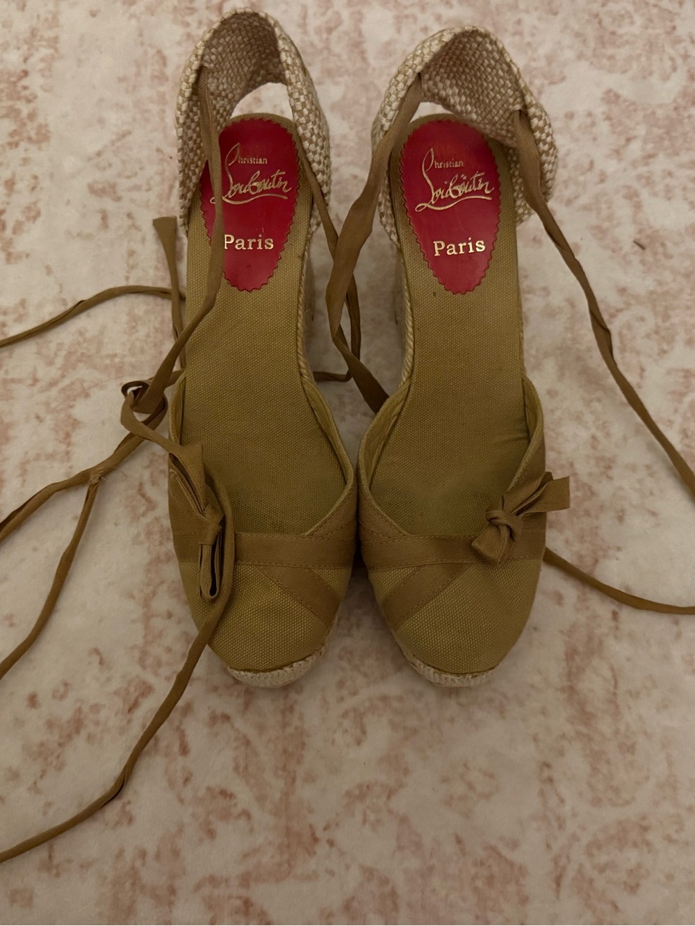 Authentic CHRISTIAN LOUBOUTIN Rope Round Wedge Heel Espadrilles SZ 39 Spain - Picture 1 of 5